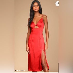 Lulus satin cutout red dress